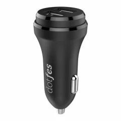 Automašīnas lādētāji DOTFES B01 Dual Ports Plastic Car Charger  melns