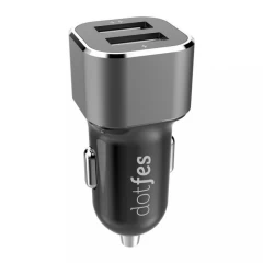  Automašīnas lādētāji DOTFES B02 Dual Ports Metal Car Charger  sudraba