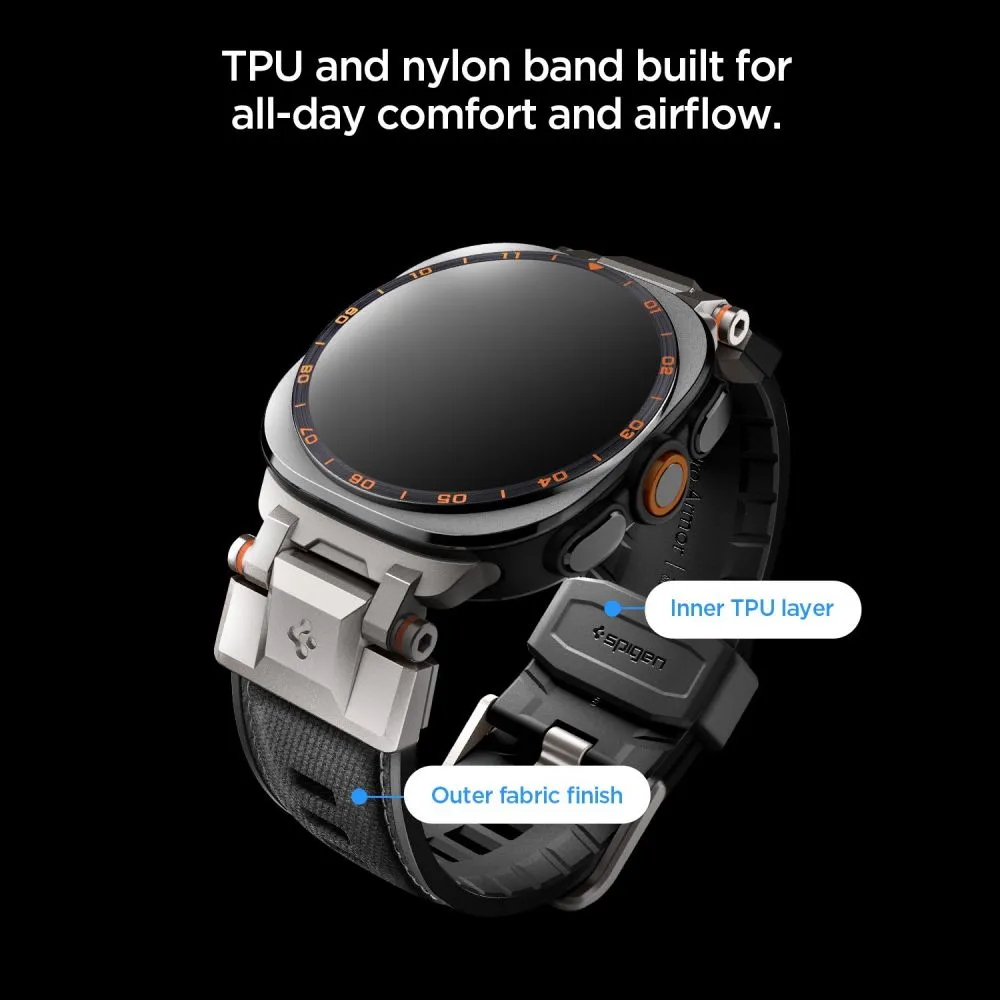 Samsung Galaxy Watch Ultra 47mm (24/25) Viedpulksteņu siksniņas melns SPIGEN DURAPRO ARMOR BAND