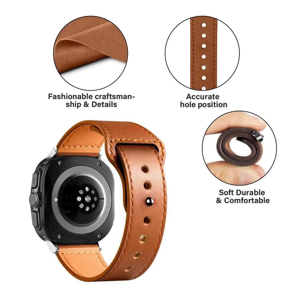 Samsung Galaxy Watch Ultra 47mm (24/25) siksniņa brūns TECH-PROTECT LEATHERFIT