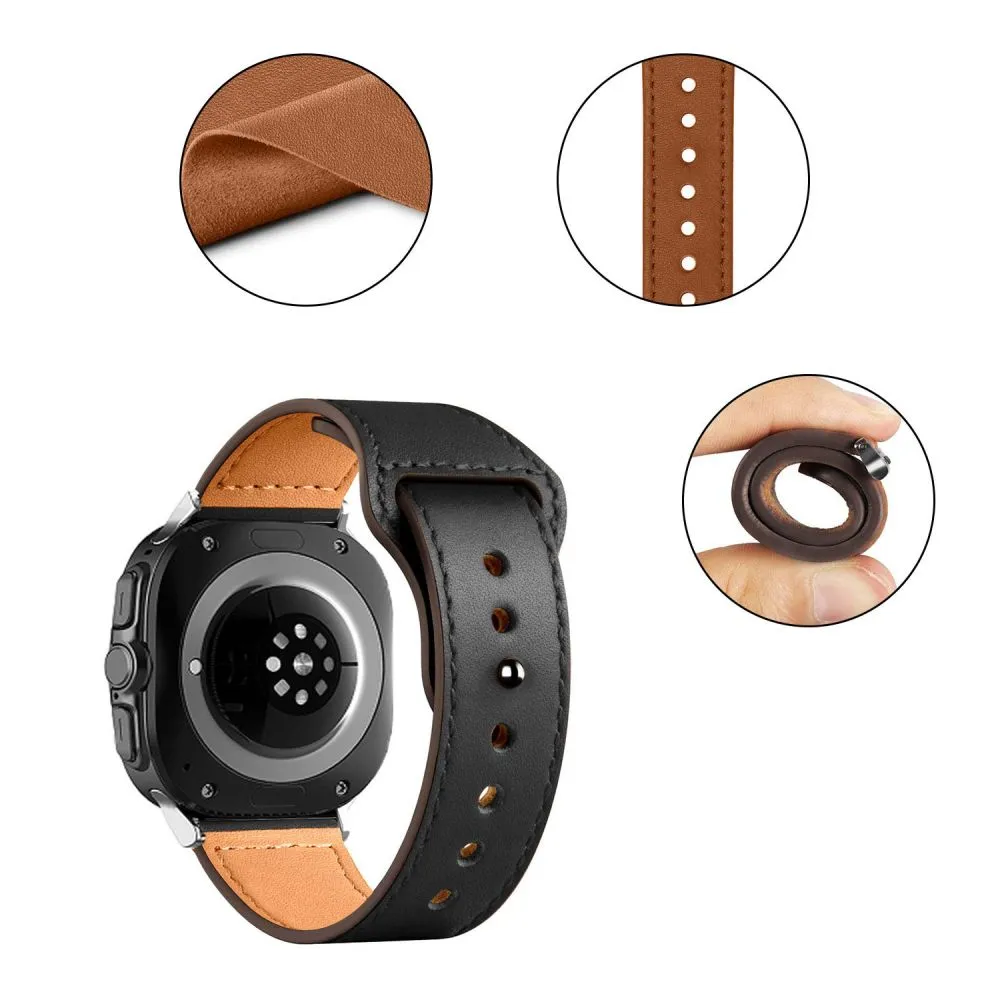 Samsung Galaxy Watch Ultra 47mm (24/25) vāciņš melns TECH-PROTECT LEATHERFIT