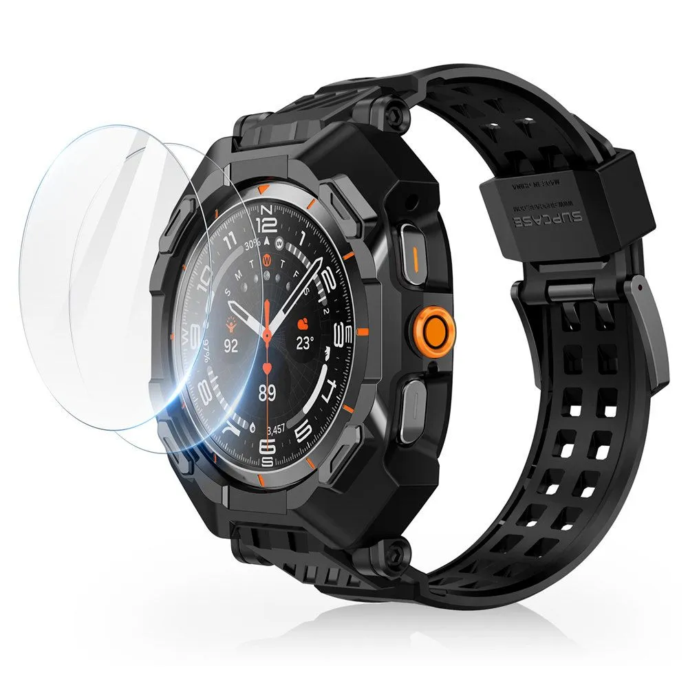 Samsung Galaxy Watch Ultra 47mm (24/25) siksniņa melns SUPCASE UNICORN BEETLE PRO & TEMPERED GLASS 2-PACK