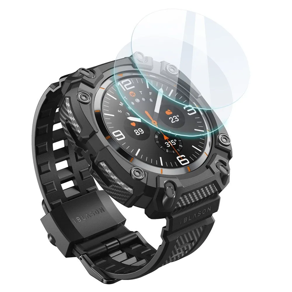 Samsung Galaxy Watch Ultra 47mm (24/25) skal, fodral svart SUPCASE IBLSN ARMORBOX & TEMPERED GLASS 2-PACK