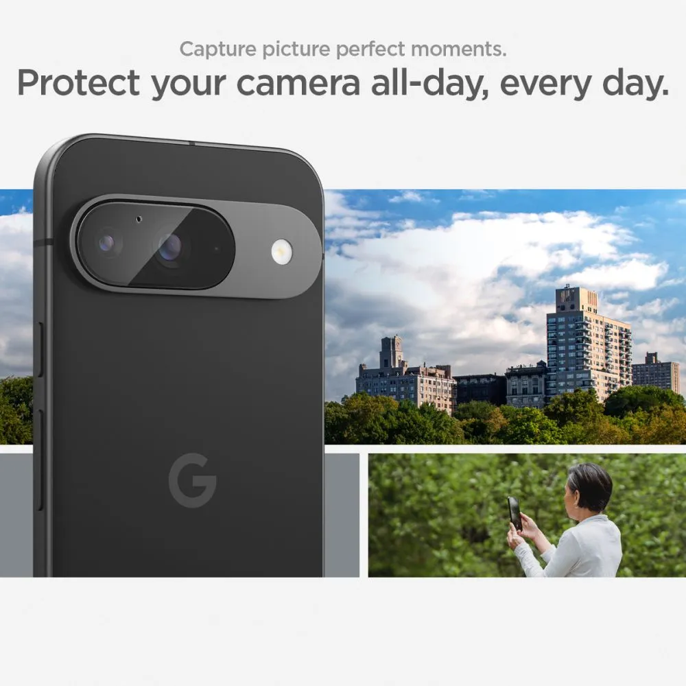 Google Pixel 9 skärmskydd  SPIGEN OPTIK.TR ”EZ FIT” CAMERA PROTECTOR 2-PACK