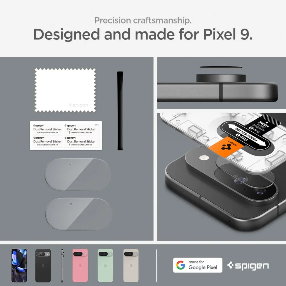 Google Pixel 9 skärmskydd  SPIGEN OPTIK.TR ”EZ FIT” CAMERA PROTECTOR 2-PACK