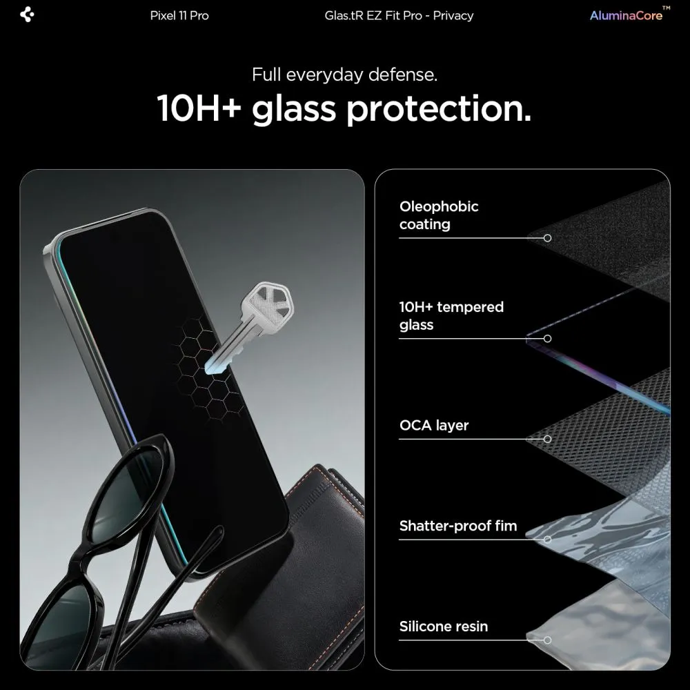 Google Pixel 9 Pro Aizsargstikls  SPIGEN GLAS.TR EZ FIT PRO AC PRIVACY 2-PACK