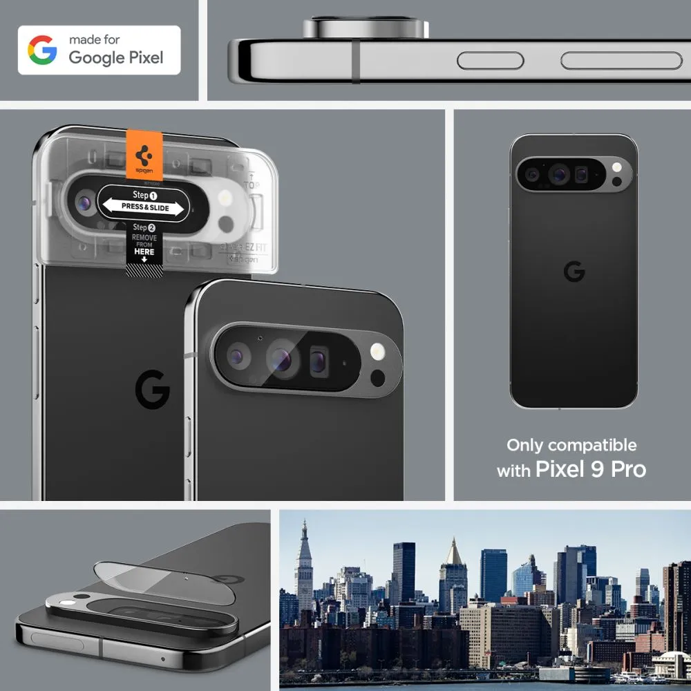 Google Pixel 9 Pro Tempered glass  SPIGEN OPTIK.TR ”EZ FIT” CAMERA PROTECTOR 2-PACK
