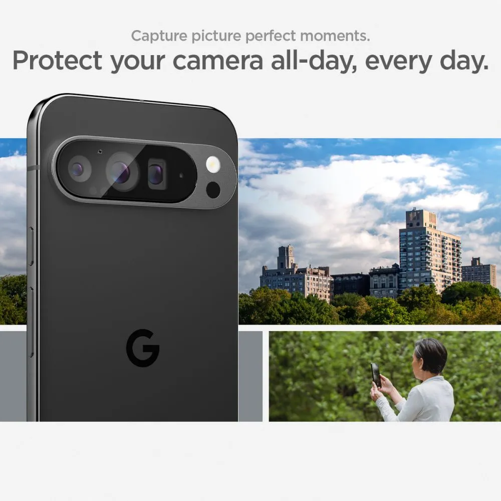 Google Pixel 9 Pro Tempered glass  SPIGEN OPTIK.TR ”EZ FIT” CAMERA PROTECTOR 2-PACK