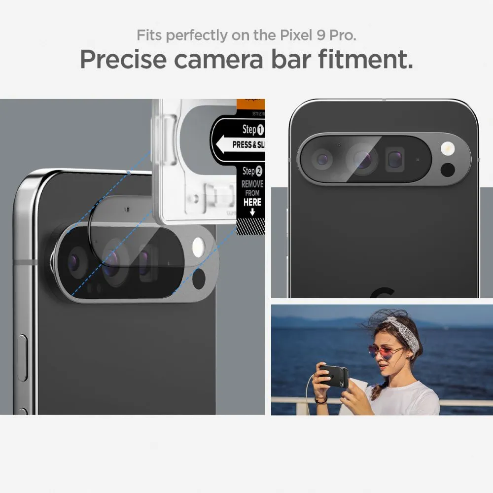 Google Pixel 9 Pro Tempered glass  SPIGEN OPTIK.TR ”EZ FIT” CAMERA PROTECTOR 2-PACK