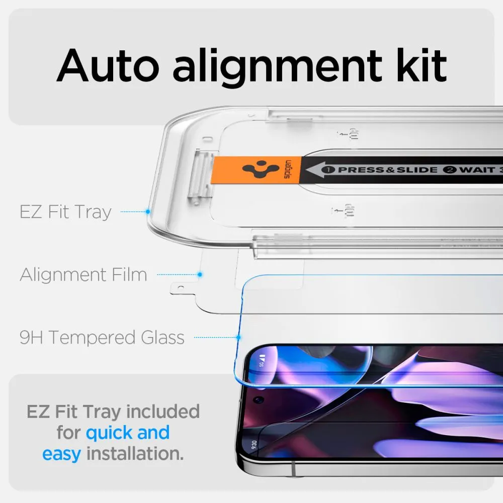Google Pixel 9 Pro aizsargstikls  SPIGEN GLAS.TR ”EZ FIT” 2-PACK