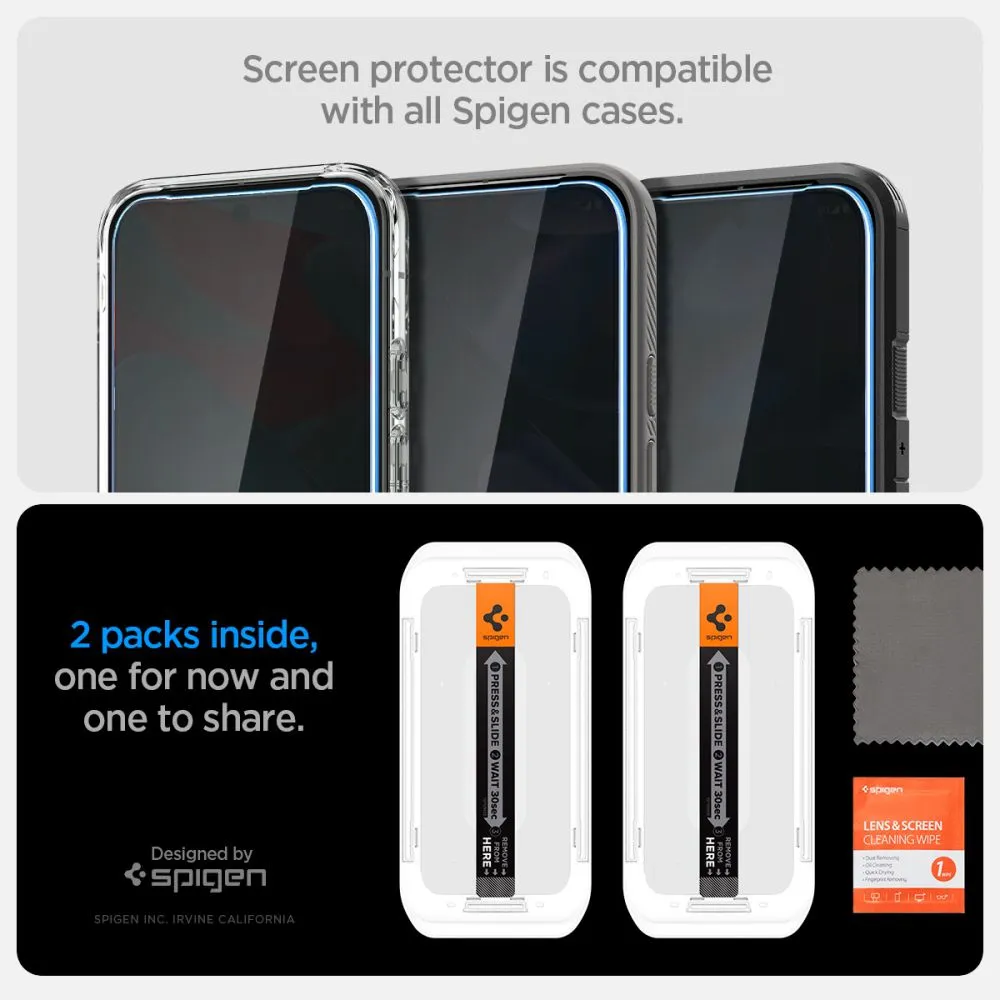 Google Pixel 9 Pro aizsargstikls  SPIGEN GLAS.TR ”EZ FIT” PRIVACY 2-PACK