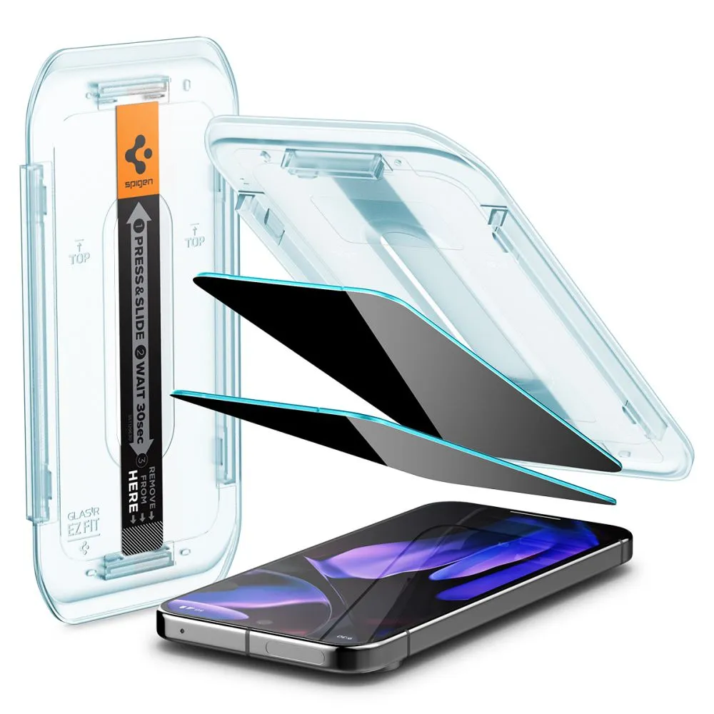 Google Pixel 9 Pro aizsargstikls  SPIGEN GLAS.TR ”EZ FIT” PRIVACY 2-PACK
