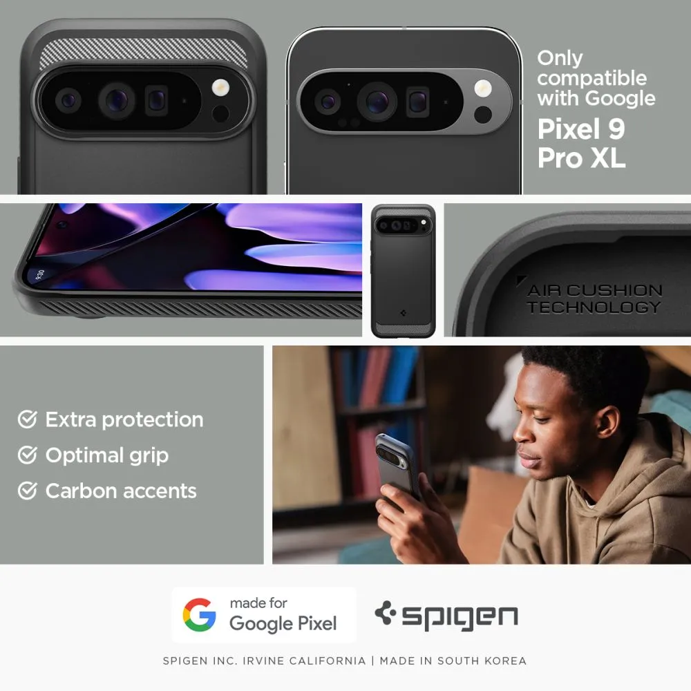 Google Pixel 9 Pro XL vāciņš melns SPIGEN RUGGED ARMOR
