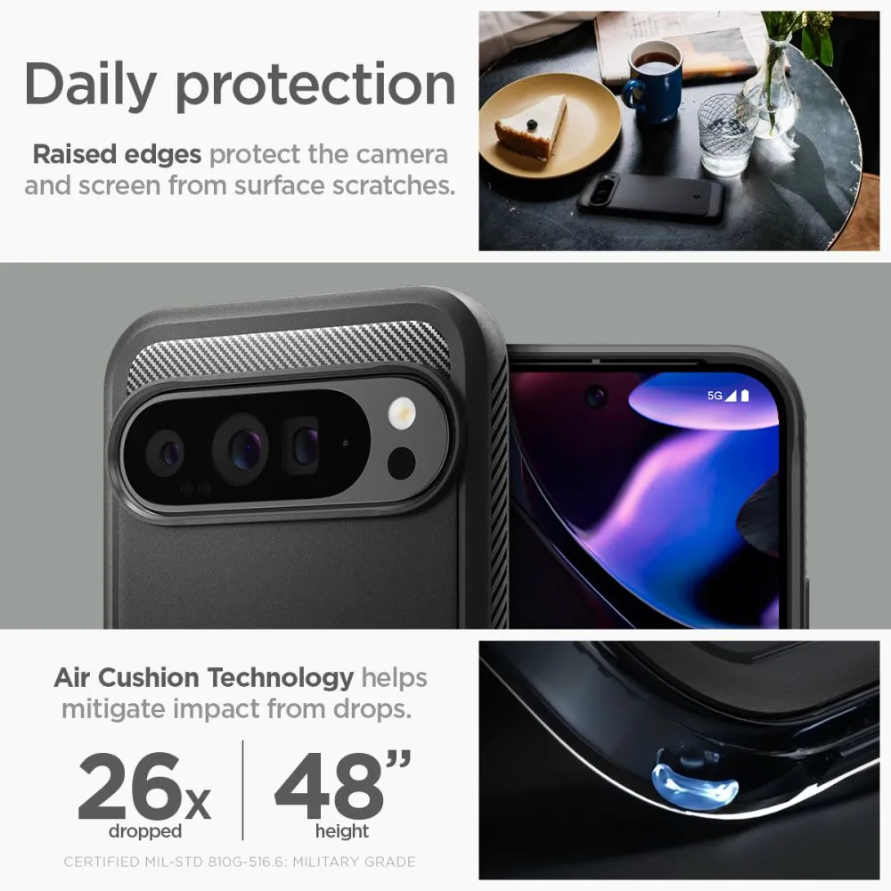 Google Pixel 9 Pro XL vāciņš melns SPIGEN RUGGED ARMOR