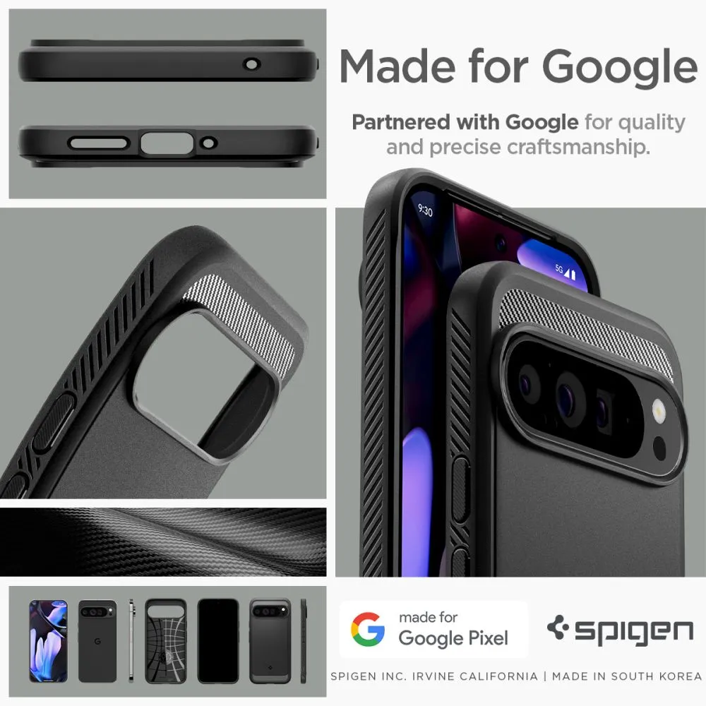 Google Pixel 9 Pro XL vāciņš melns SPIGEN RUGGED ARMOR