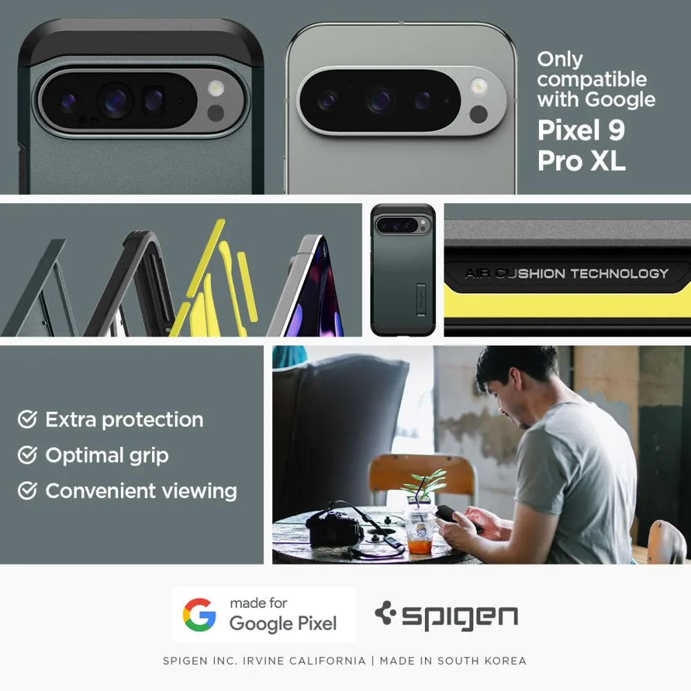 Google Pixel 9 Pro XL vāciņš zaļš SPIGEN TOUGH ARMOR