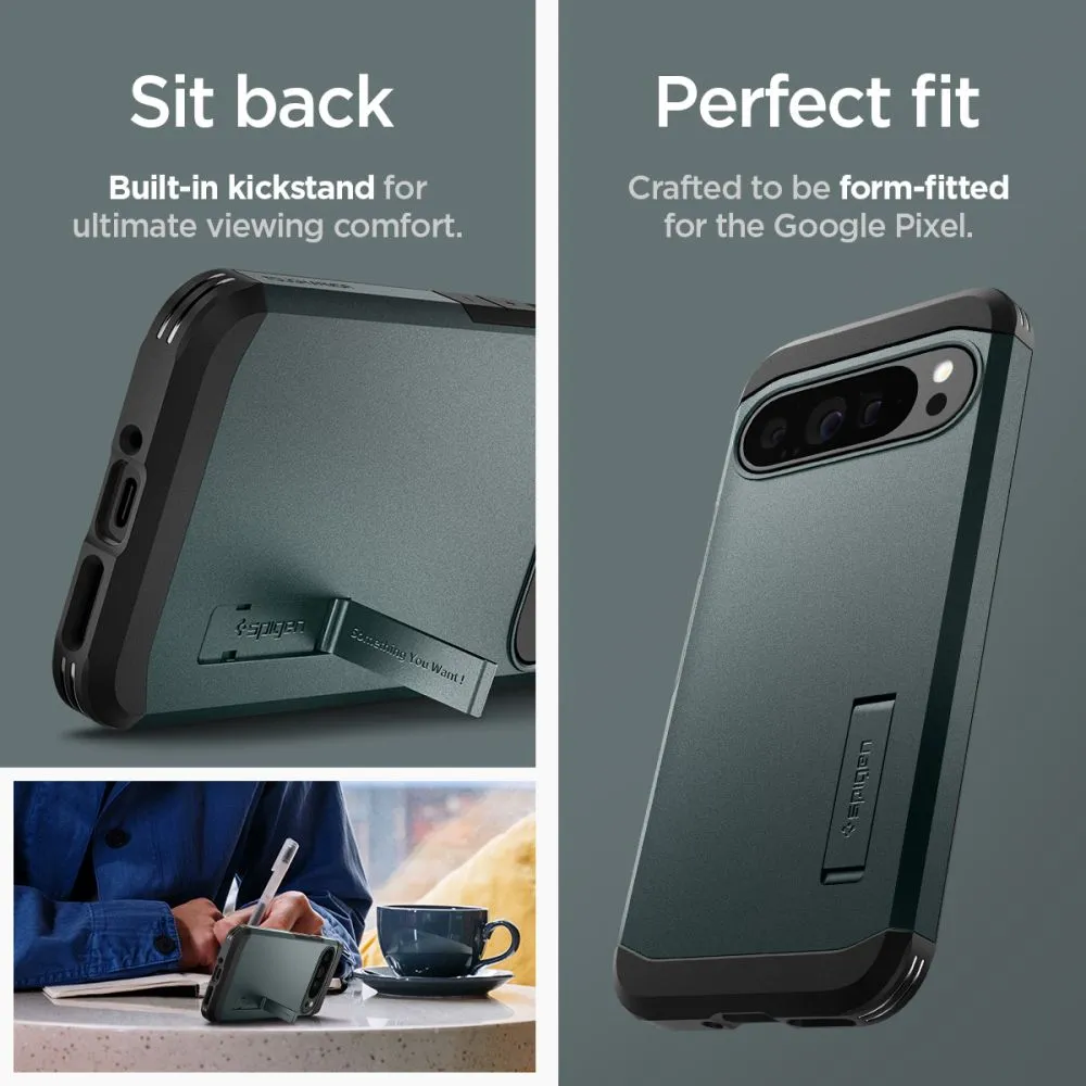 Google Pixel 9 Pro XL vāciņš zaļš SPIGEN TOUGH ARMOR