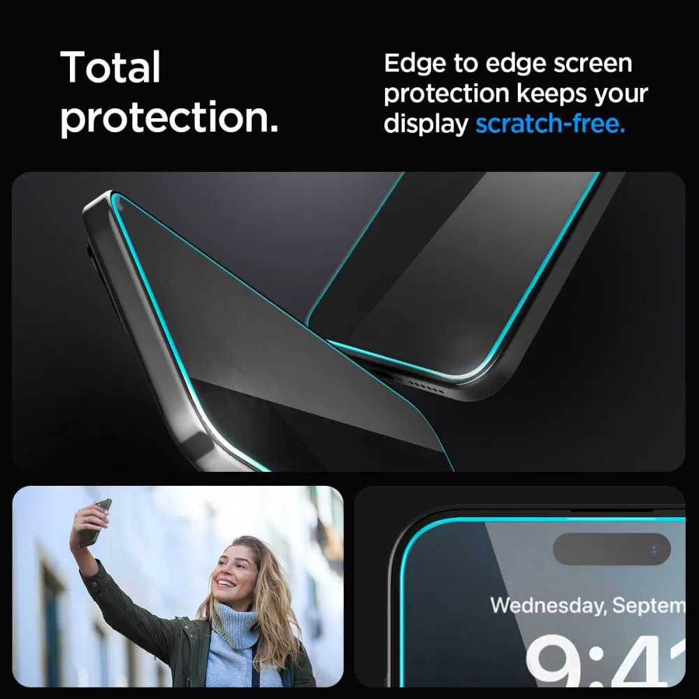 Apple iPhone 16 apsauginis stiklas  SPIGEN GLAS.TR ”EZ FIT” 2-PACK PRIVACY