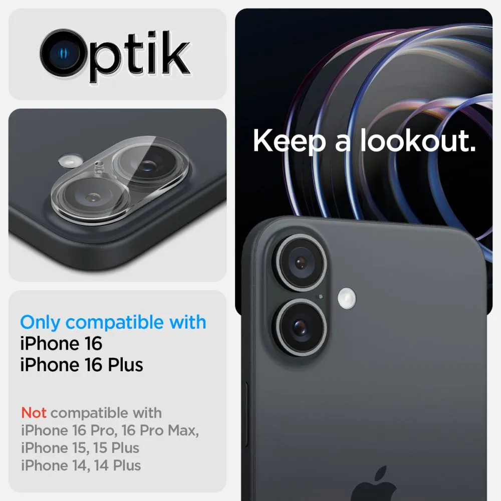 Apple iPhone 16 apsauginis stiklas  SPIGEN OPTIK GLAS.TR CAMERA PROTECTOR 2-PACK