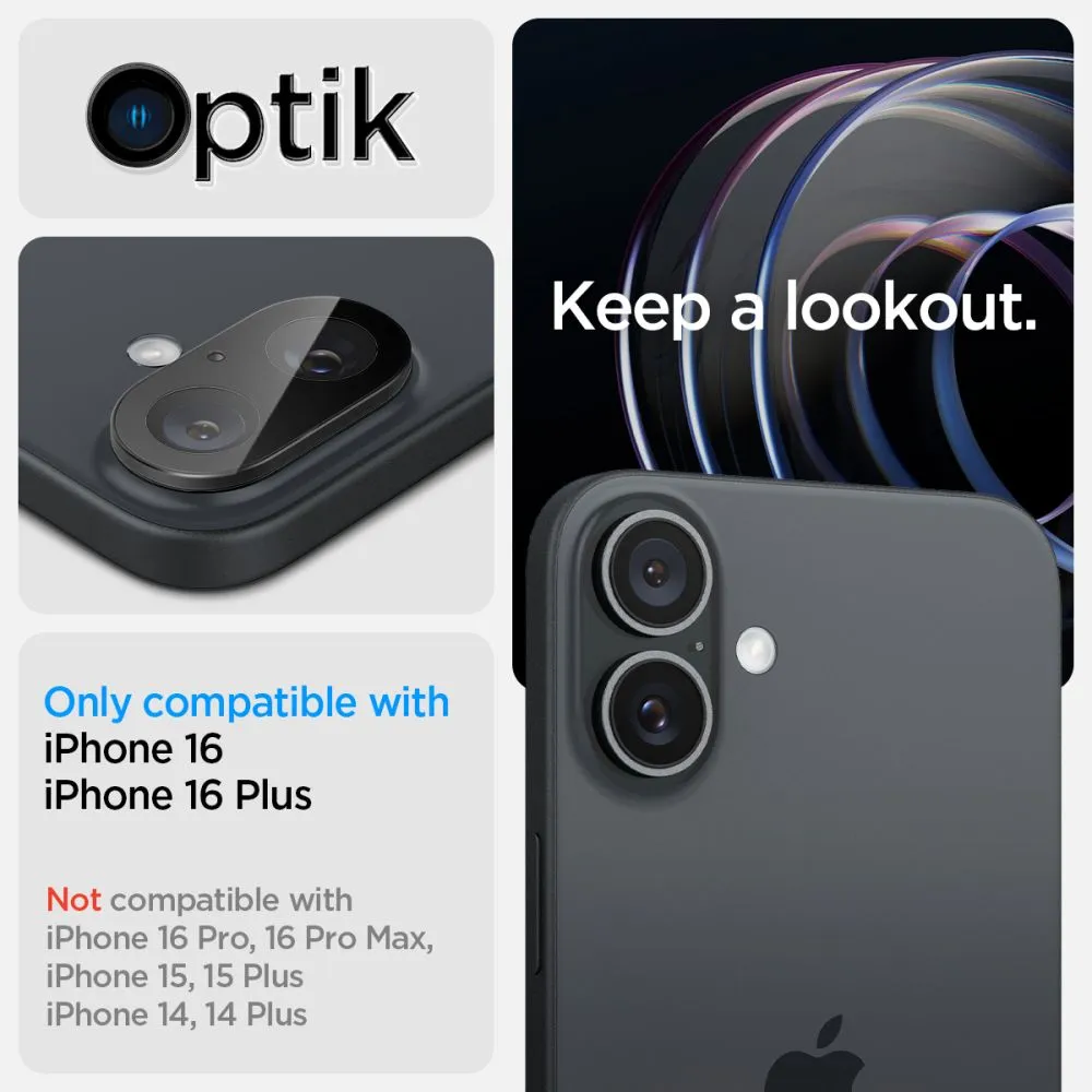 Apple iPhone 16 apsauginis stiklas  SPIGEN OPTIK GLAS.TR CAMERA PROTECTOR 2-PACK