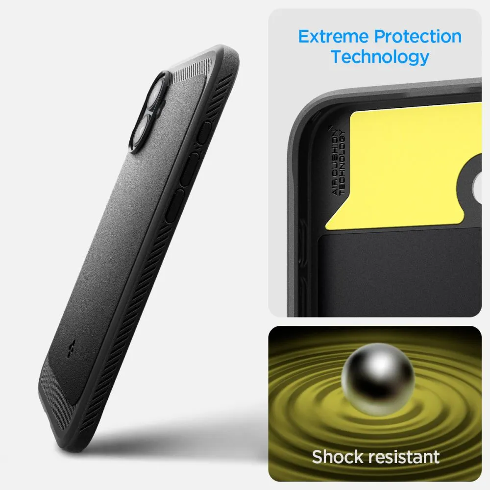 Apple iPhone 16 vāciņš melns SPIGEN RUGGED ARMOR MAG MAGSAFE