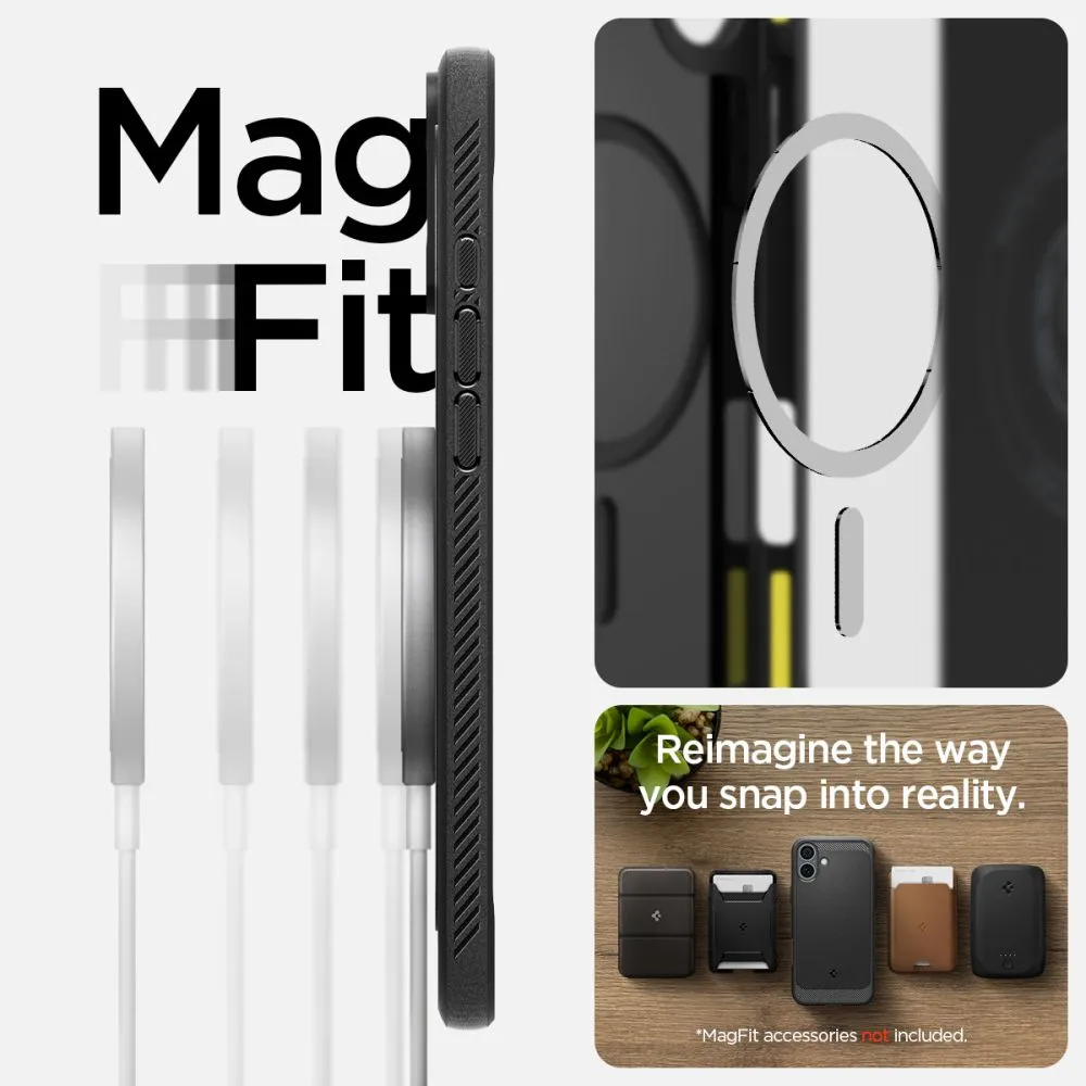 Apple iPhone 16 vāciņš melns SPIGEN RUGGED ARMOR MAG MAGSAFE