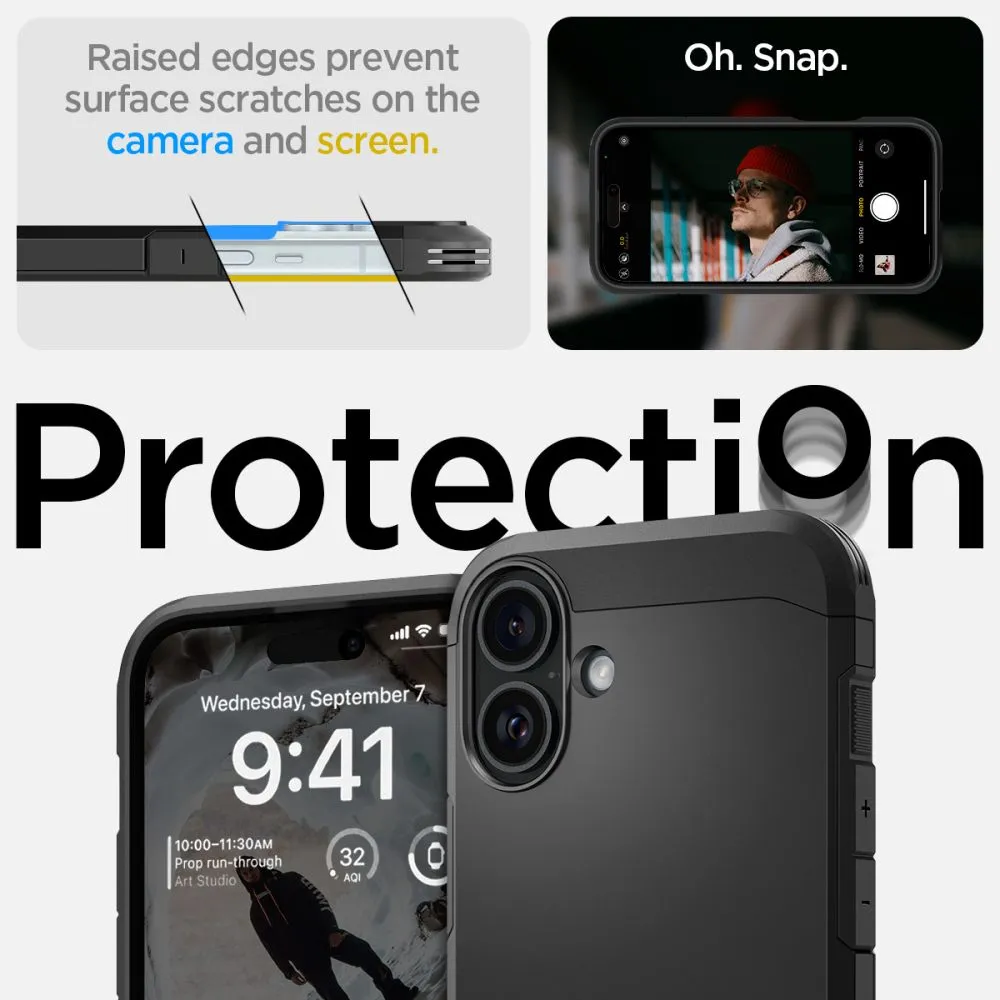 Apple iPhone 16 vāciņš melns SPIGEN TOUGH ARMOR MAG MAGSAFE