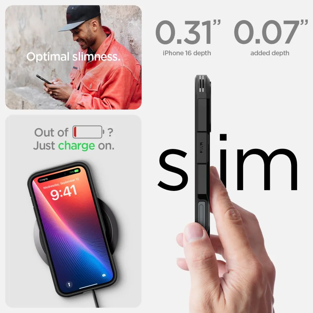 Apple iPhone 16 vāciņš melns SPIGEN TOUGH ARMOR MAG MAGSAFE