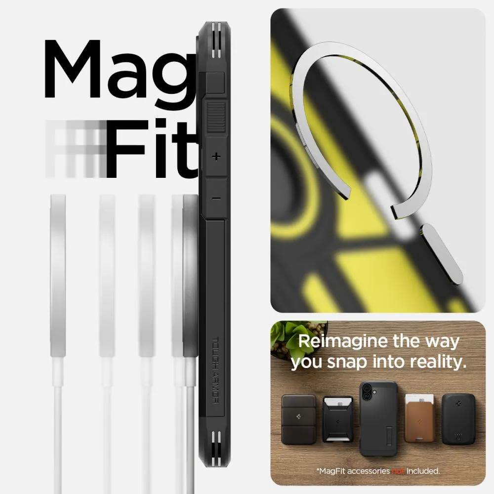 Apple iPhone 16 vāciņš melns SPIGEN TOUGH ARMOR MAG MAGSAFE