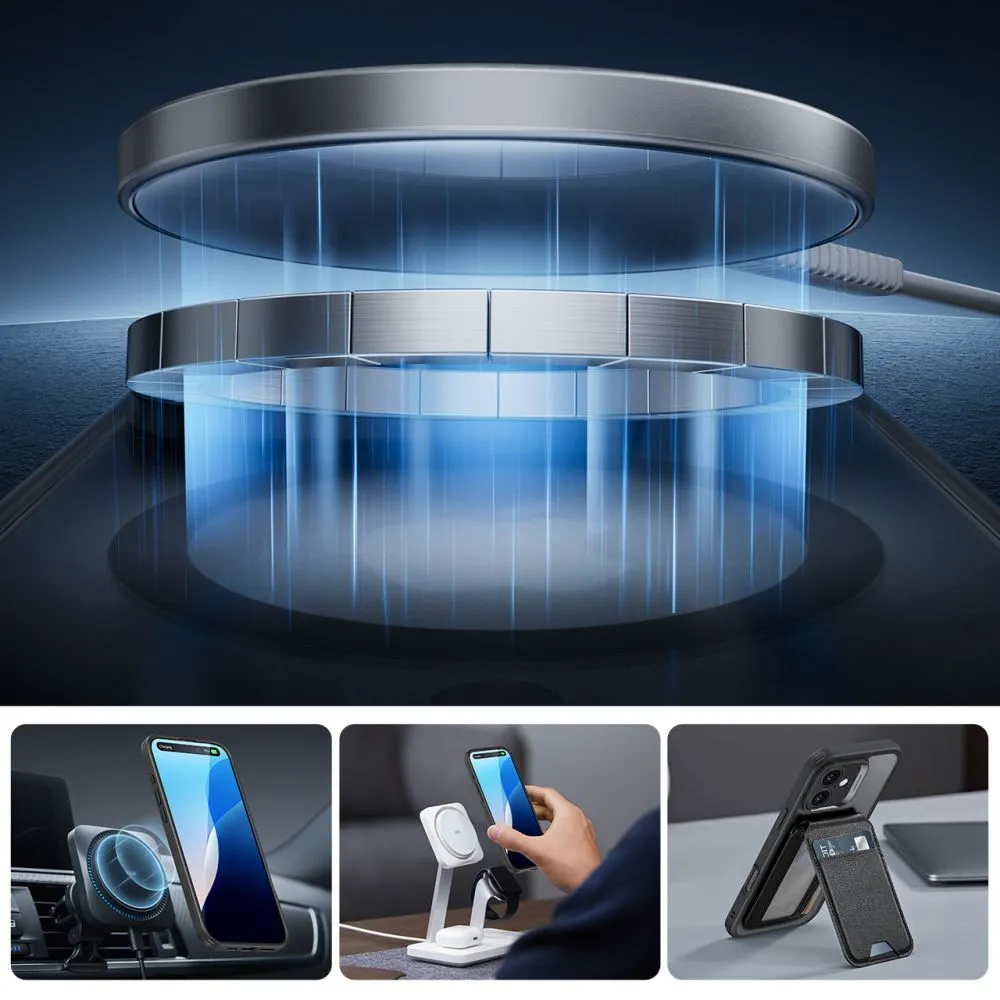 Apple iPhone 16 чехол черный ESR CLASSIC PRO SET HALOLOCK MAGSAFE