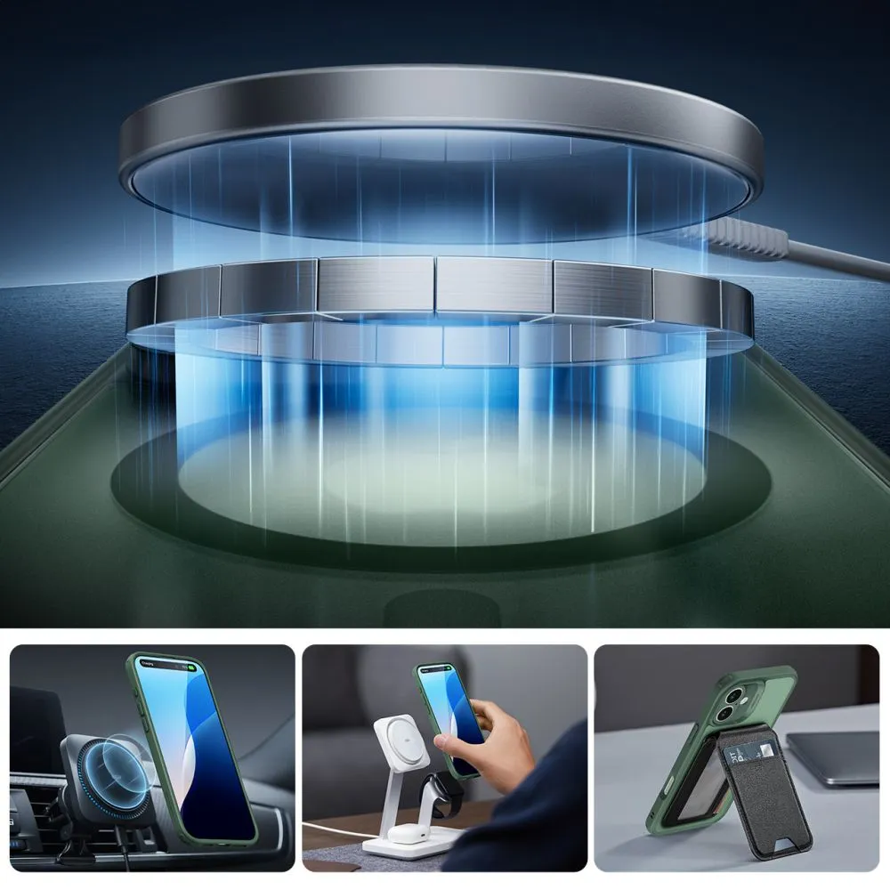 Apple iPhone 16 vāciņš zaļš ESR CLASSIC PRO SET HALOLOCK MAGSAFE
