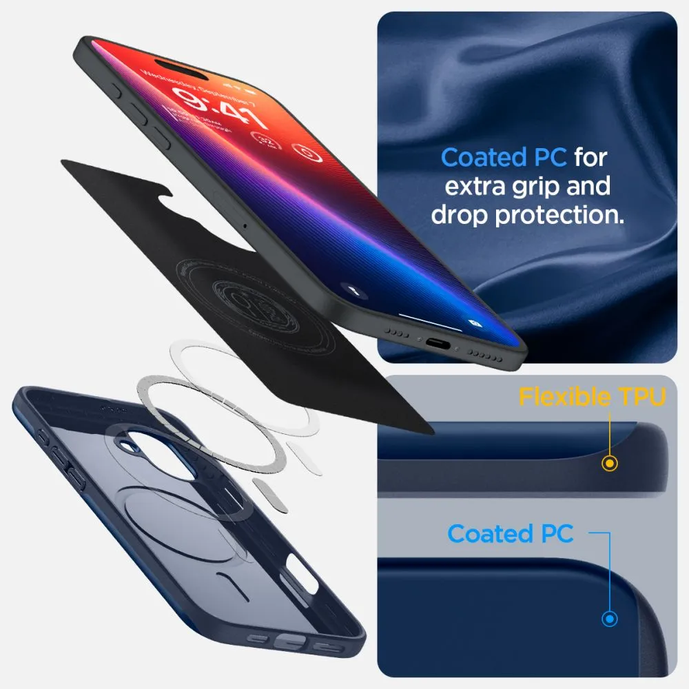 Apple iPhone 16 vāciņš zils SPIGEN THIN FIT MAG MAGSAFE