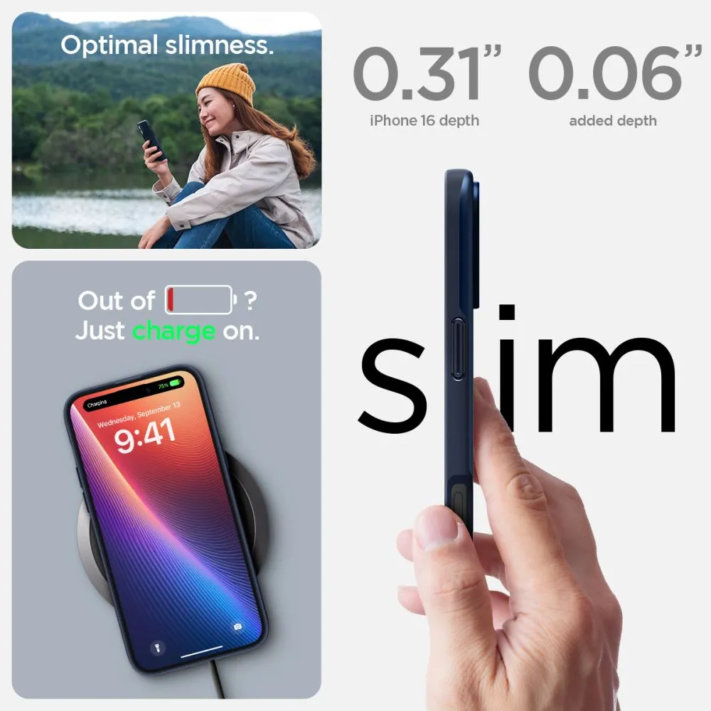 Apple iPhone 16 vāciņš zils SPIGEN THIN FIT MAG MAGSAFE
