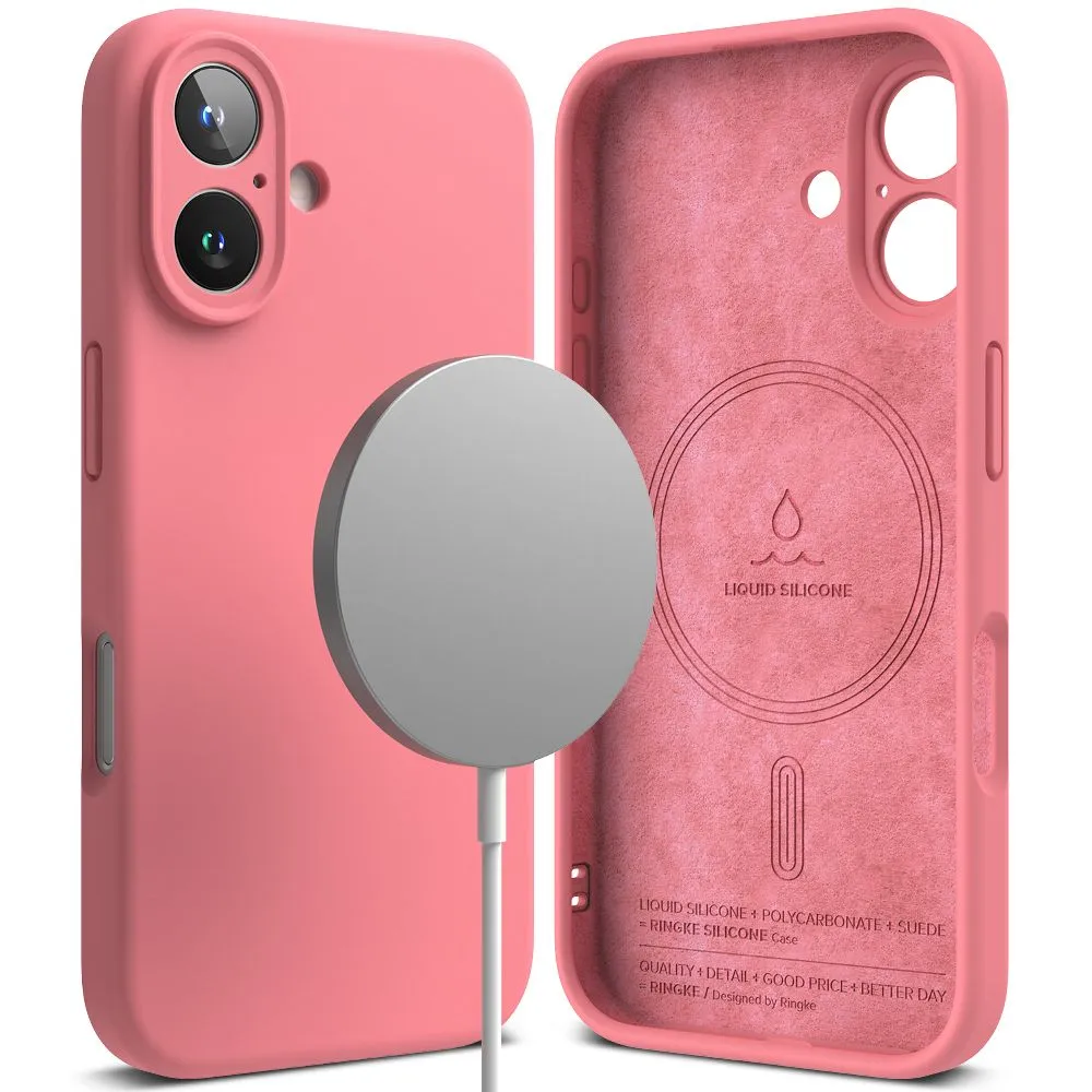 Apple iPhone 16 vāciņš rozā RINGKE SILICONE MAGNETIC MAGSAFE