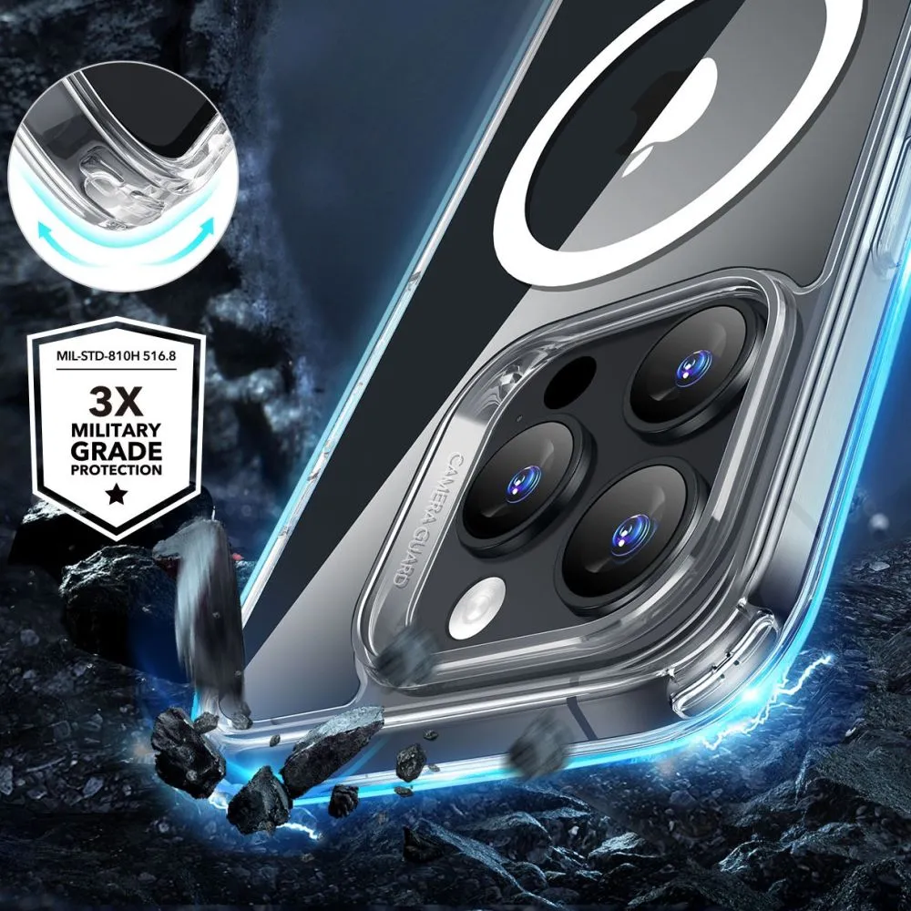 Apple iPhone 16 Pro vāciņš caurspīdīgs ESR CLASSIC HYBRID HALOLOCK MAGSAFE & TEMPERED GLASS