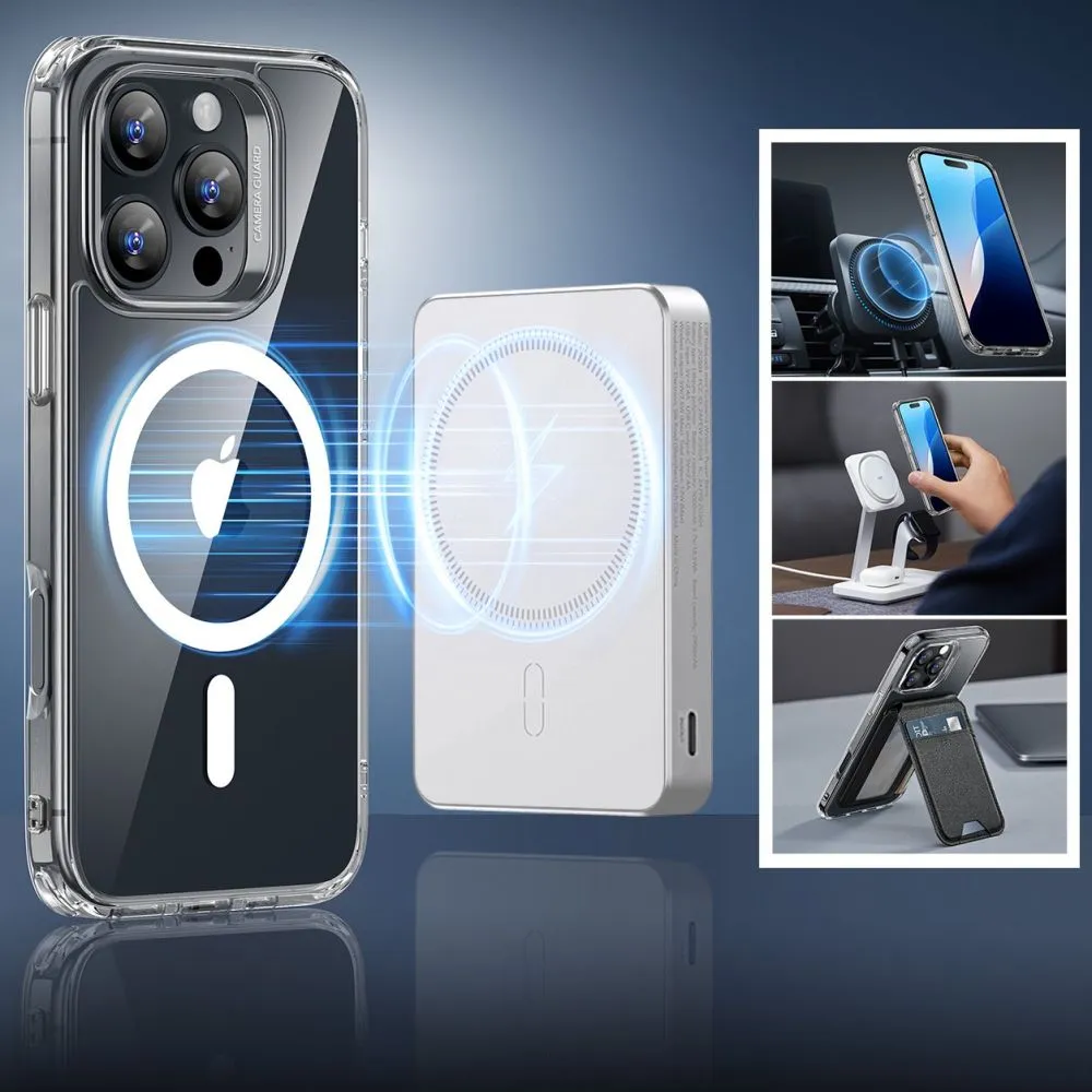 Apple iPhone 16 Pro vāciņš caurspīdīgs ESR CLASSIC HYBRID HALOLOCK MAGSAFE & TEMPERED GLASS