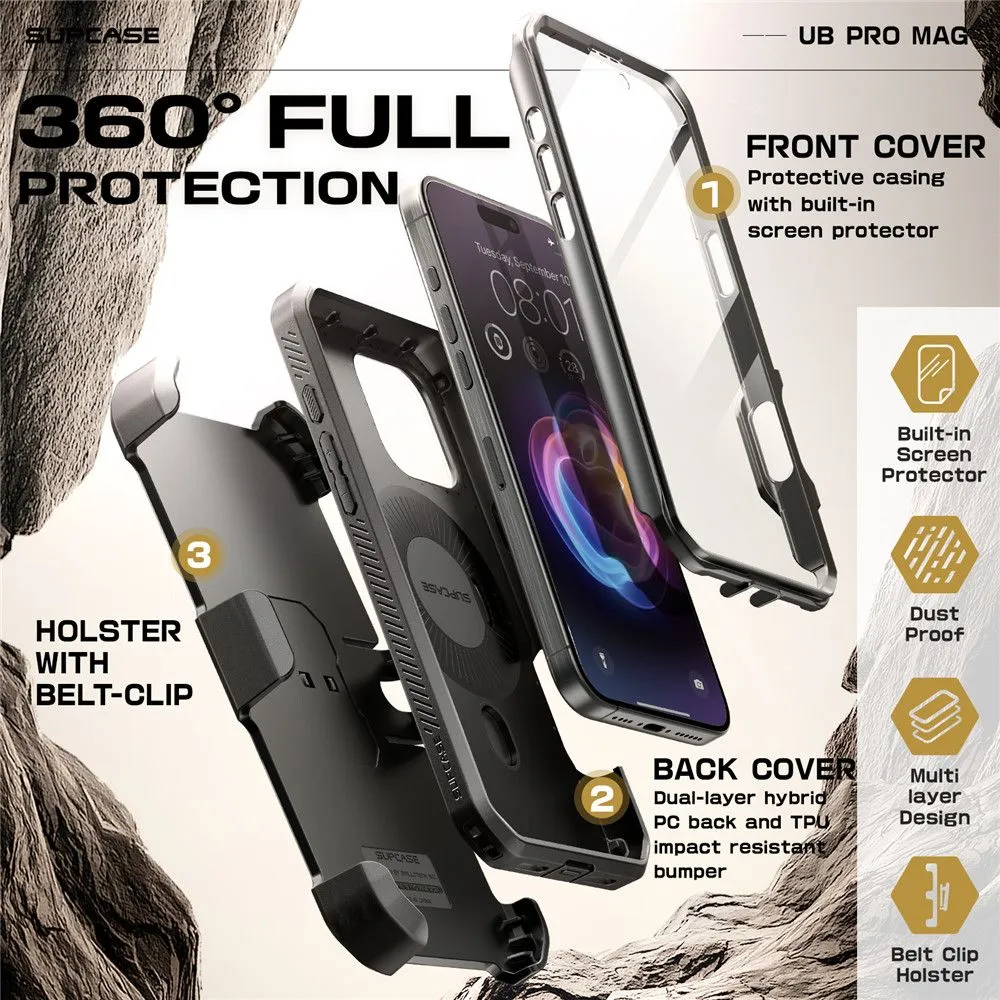 Apple iPhone 16 Pro vāciņš melns SUPCASE UB PRO MAG MAGSAFE