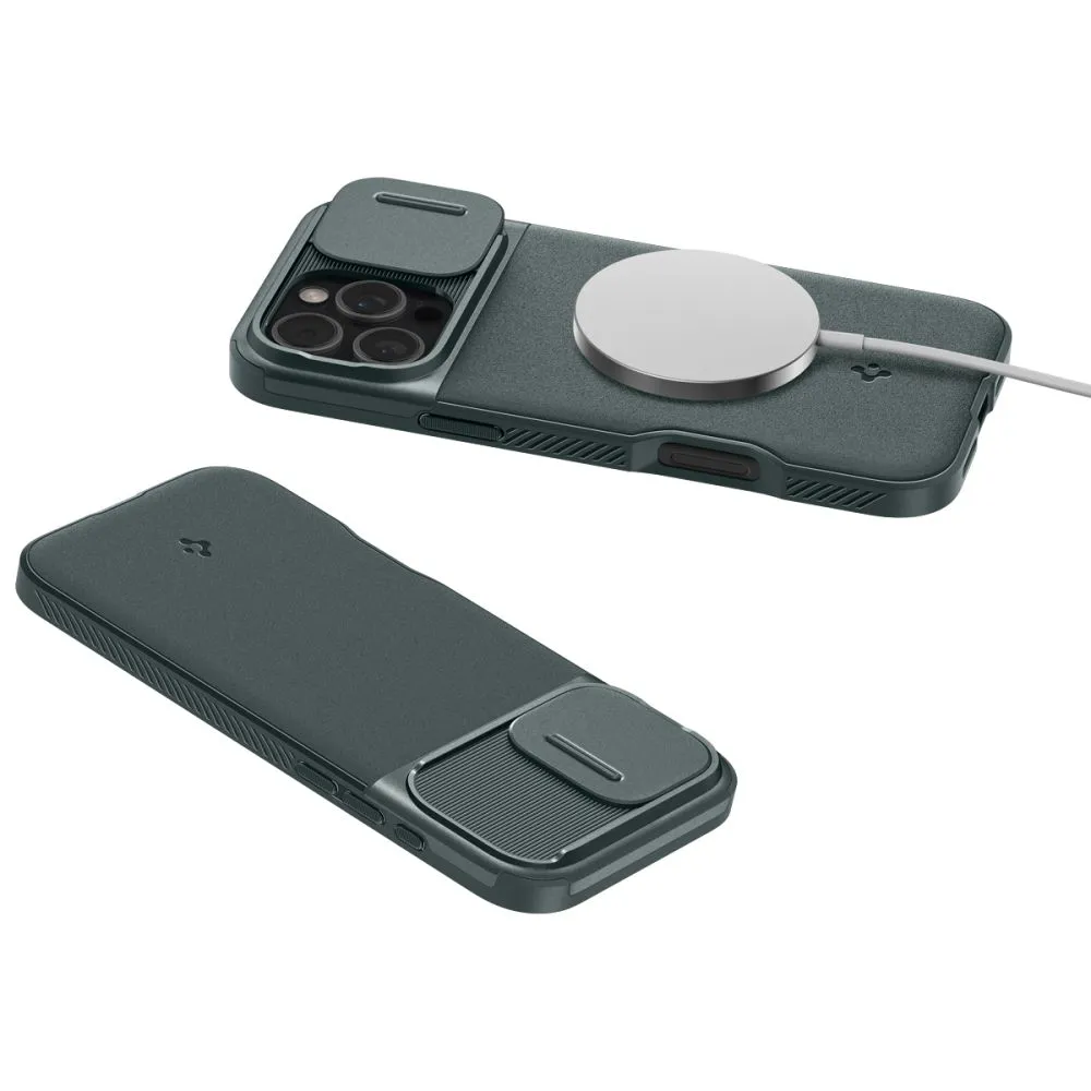 Apple iPhone 16 Pro vāciņš zaļš SPIGEN OPTIK ARMOR MAG MAGSAFE