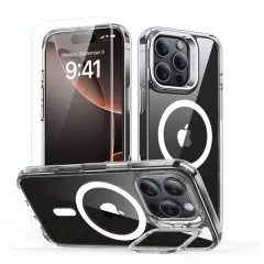 iPhone iPhone 16 Pro vāciņš ESR CLASSIC HYBRID KICKSTAND HALOLOCK MAGSAFE & TEMPERED GLASS Apple iPhone 16 Pro
