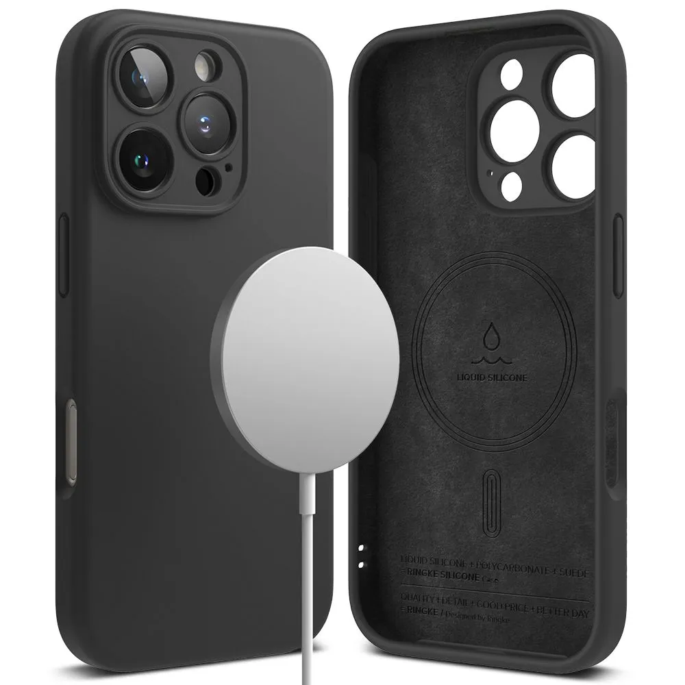 Apple iPhone 16 Pro Max vāciņš melns RINGKE SILICONE MAGNETIC MAGSAFE