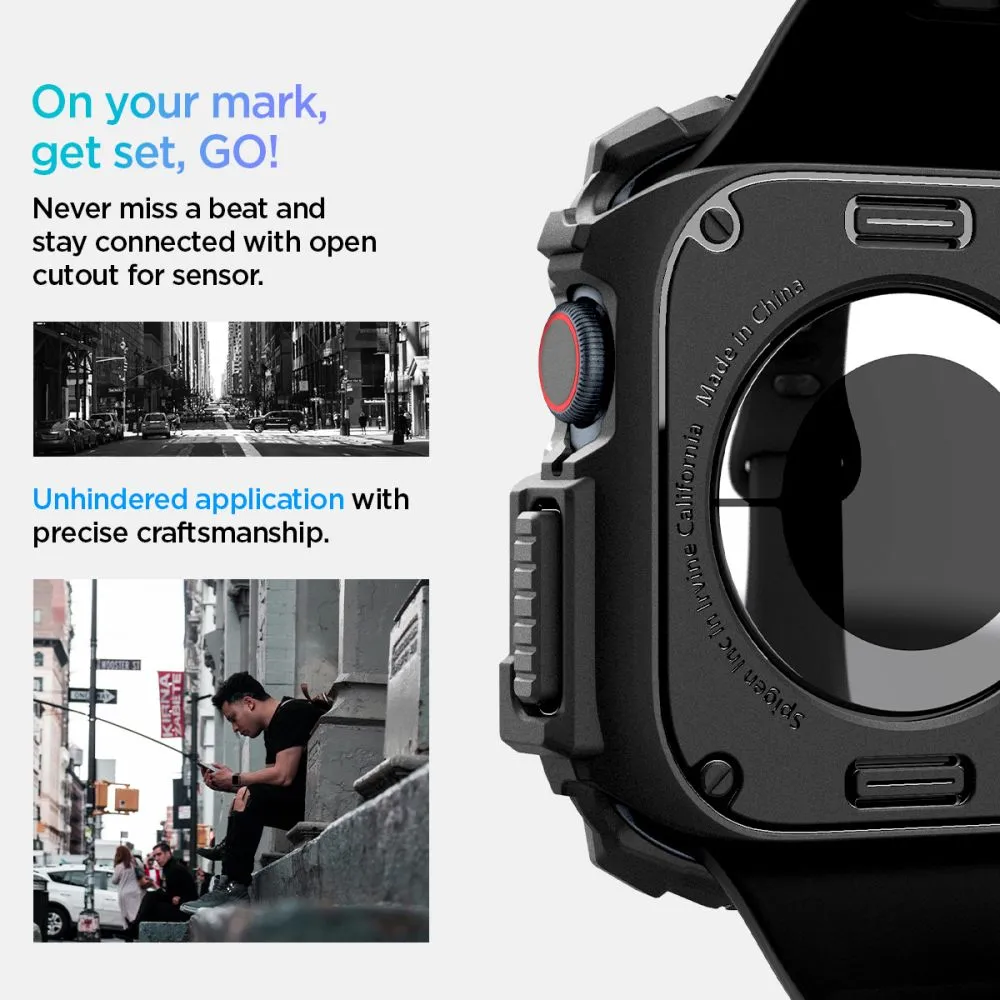 Apple Watch 10 / 11 skal, fodral svart SPIGEN RUGGED ARMOR (42 MM)