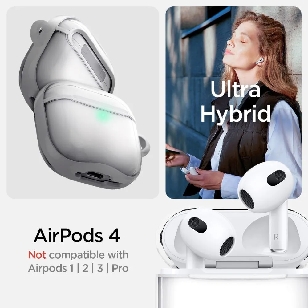 Apple AirPods 4 skal, fodral vit SPIGEN ULTRA HYBRID