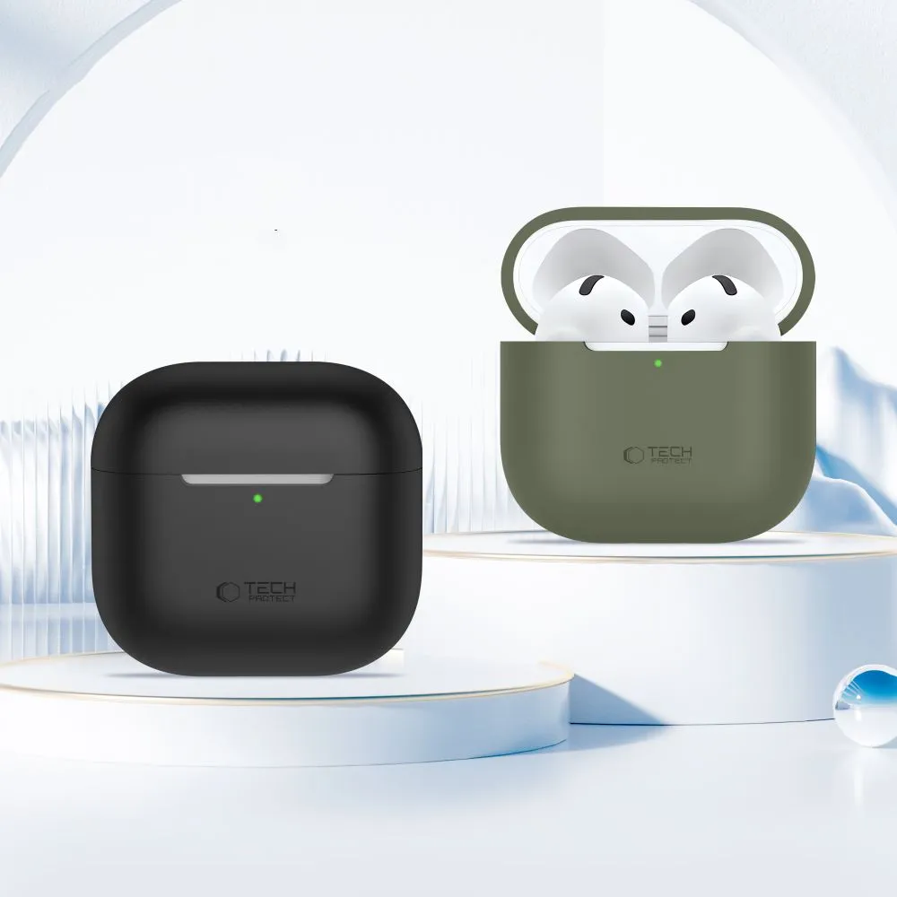 Apple AirPods 4 чехол для телефона зеленый TECH-PROTECT SILICONE