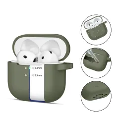 Apple AirPods 4 skal, fodral grön TECH-PROTECT SILICONE HOOK