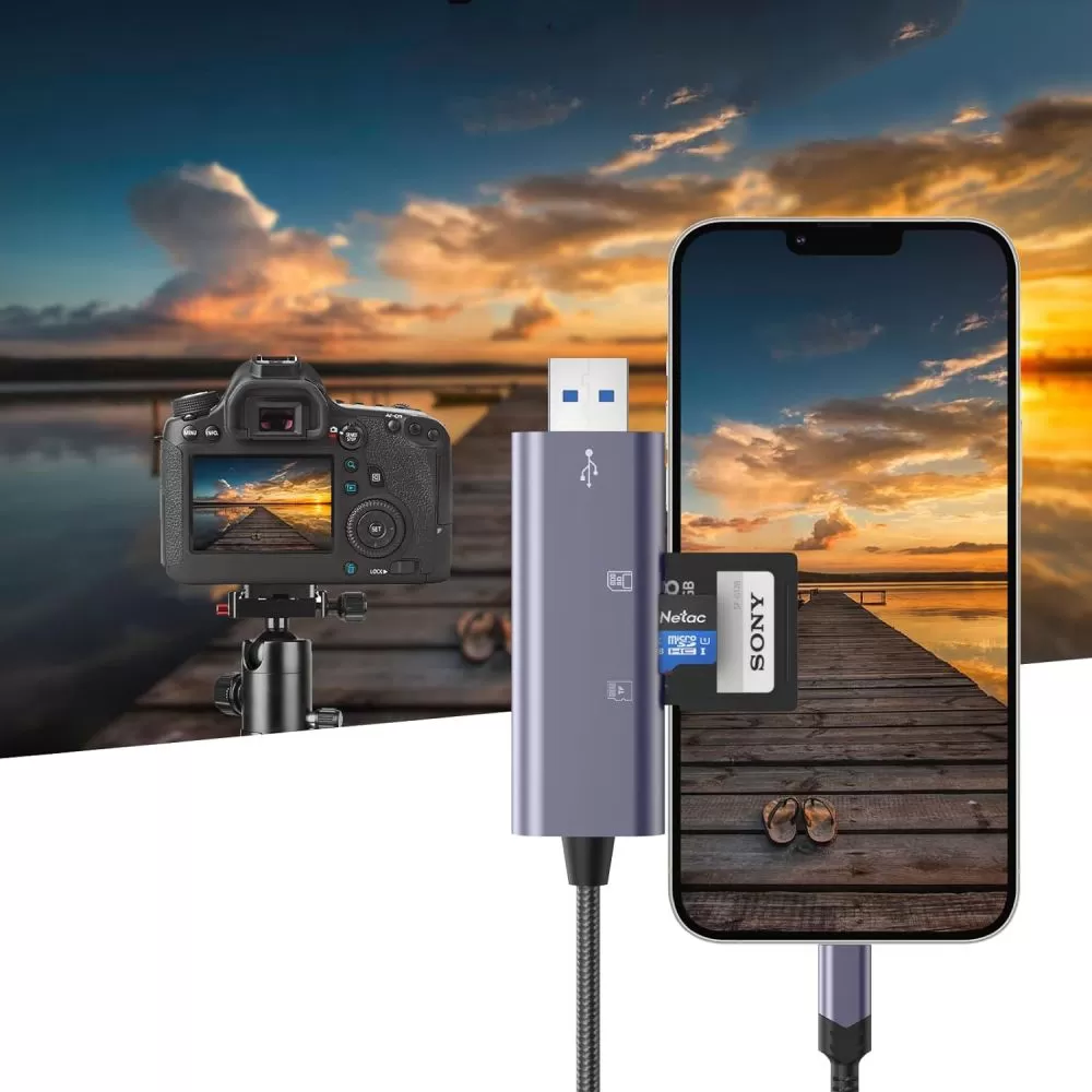 Tarvikud Sünkimis kaabel TECH-PROTECT ULTRABOOST CARD READER SD & MICRO LIGHTNING USB 