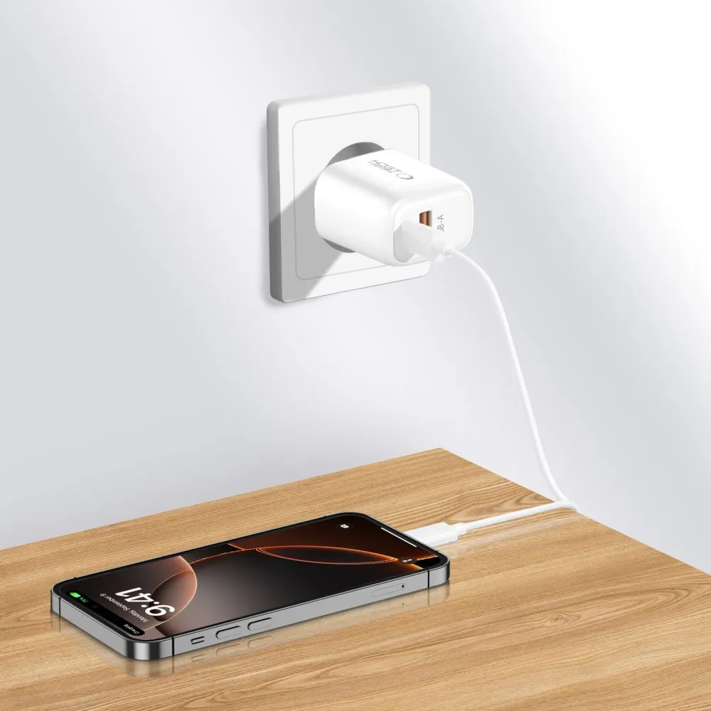  Datu kabeļi TECH-PROTECT NCA30 2-PORT NETWORK CHARGER PD 30W / QC3.0 + TYPE-C CABLE 