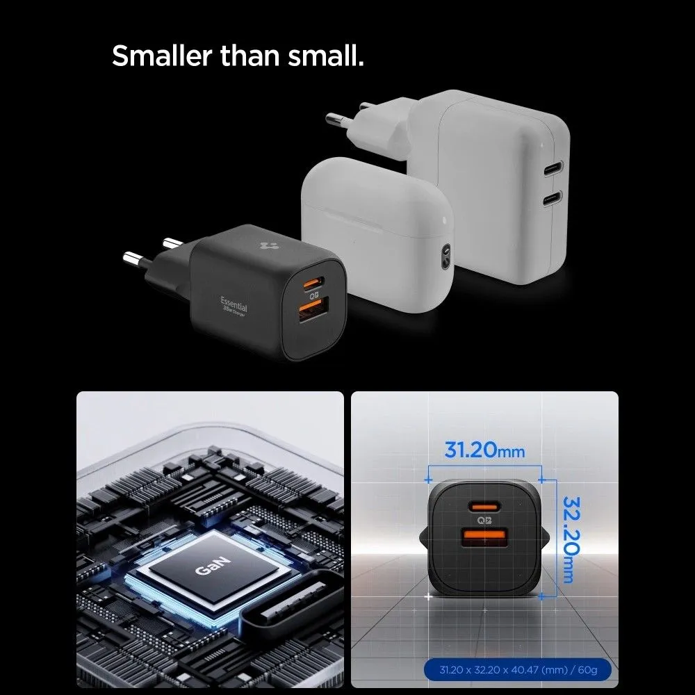  Datu kabeļi SPIGEN ESSENTIAL EE352EU 2-PORT NETWORK CHARGER 35W Viedierīču 