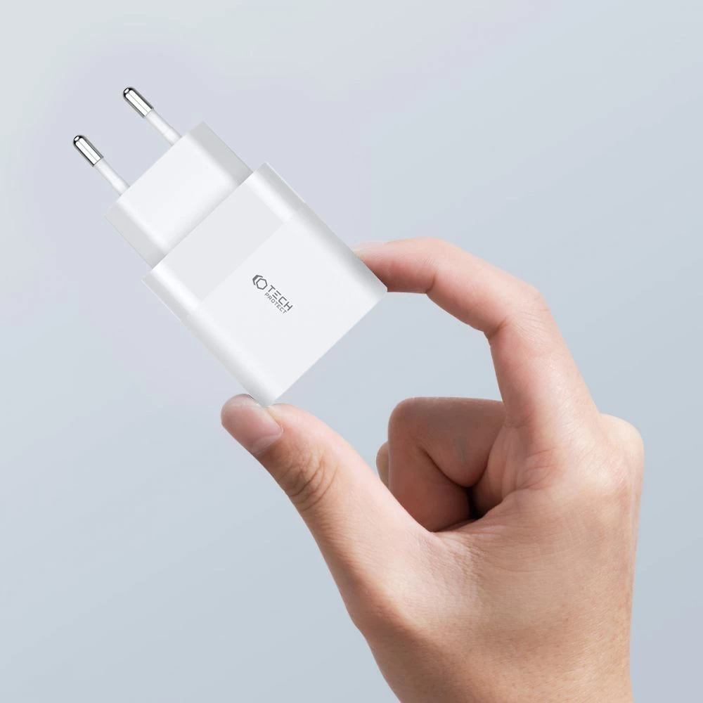  Datu kabeļi TECH-PROTECT C30W 2-PORT Network Charger PD30W/QC3.0  balts