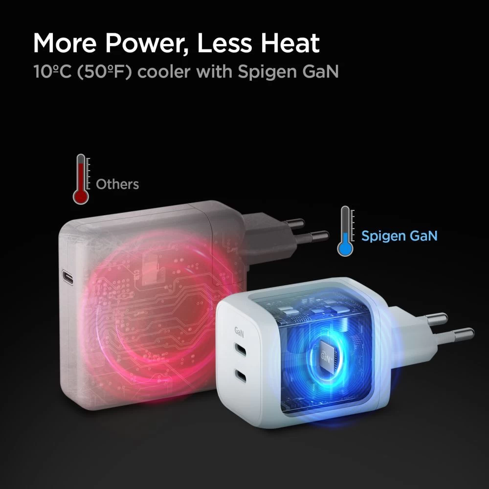  Datu kabeļi SPIGEN PE2106EU POWERARC 2-PORT NETWORK CHARGER PD65W  balts