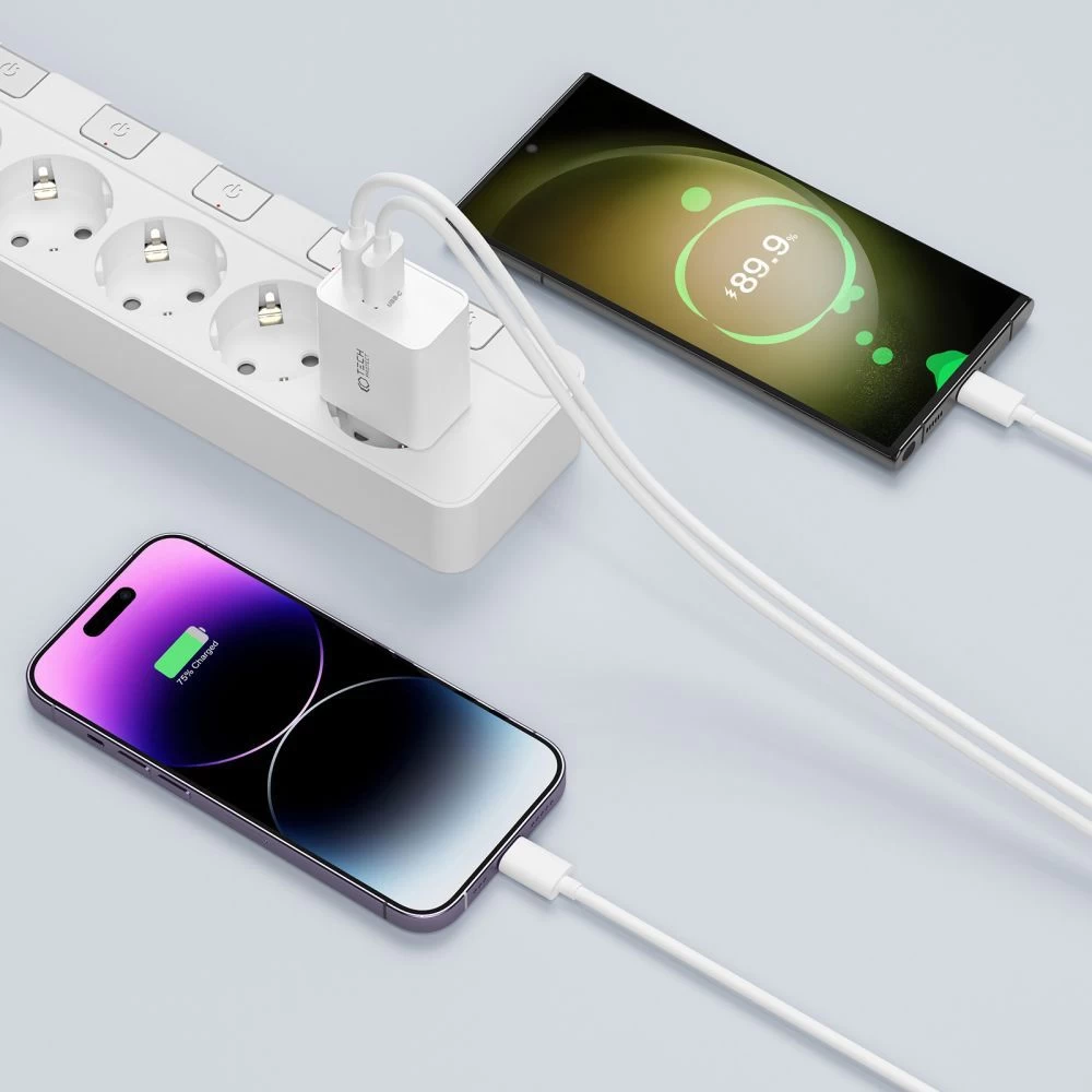  Datu kabeļi TECH-PROTECT C35W 2-PORT NETWORK CHARGER PD35W  balts